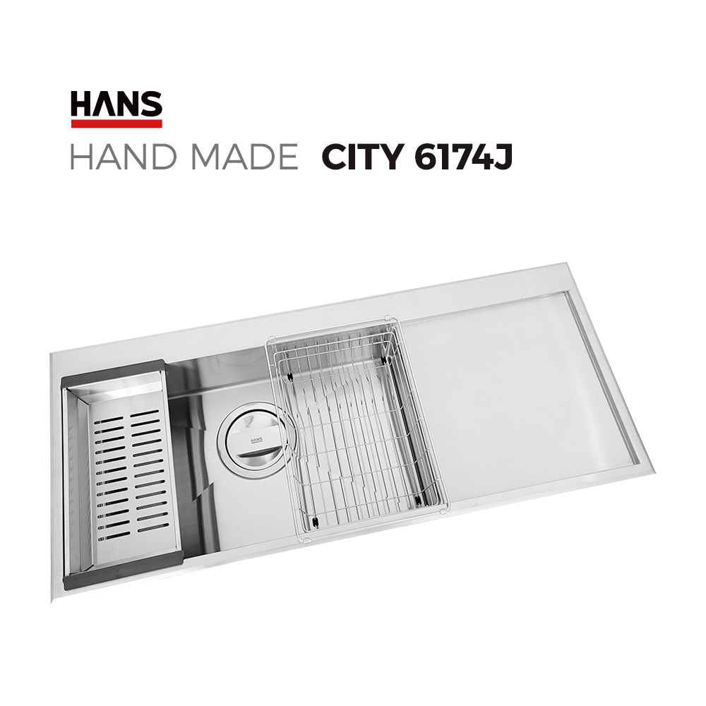 원앙싱크 한스 핸드메이드 싱크볼 CITY 6174J 사각볼