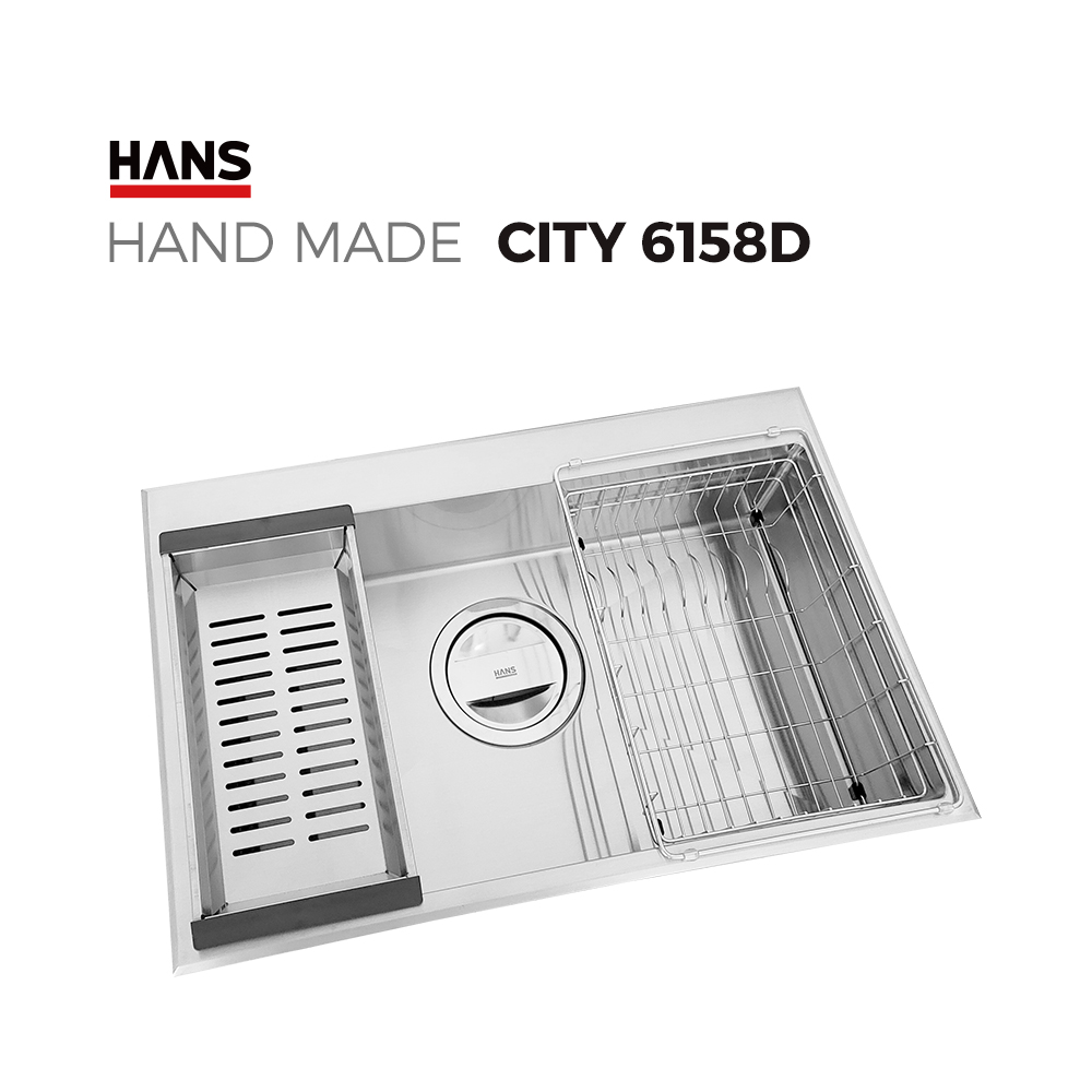원앙싱크 한스 핸드메이드 싱크볼 CITY 6158D 사각볼