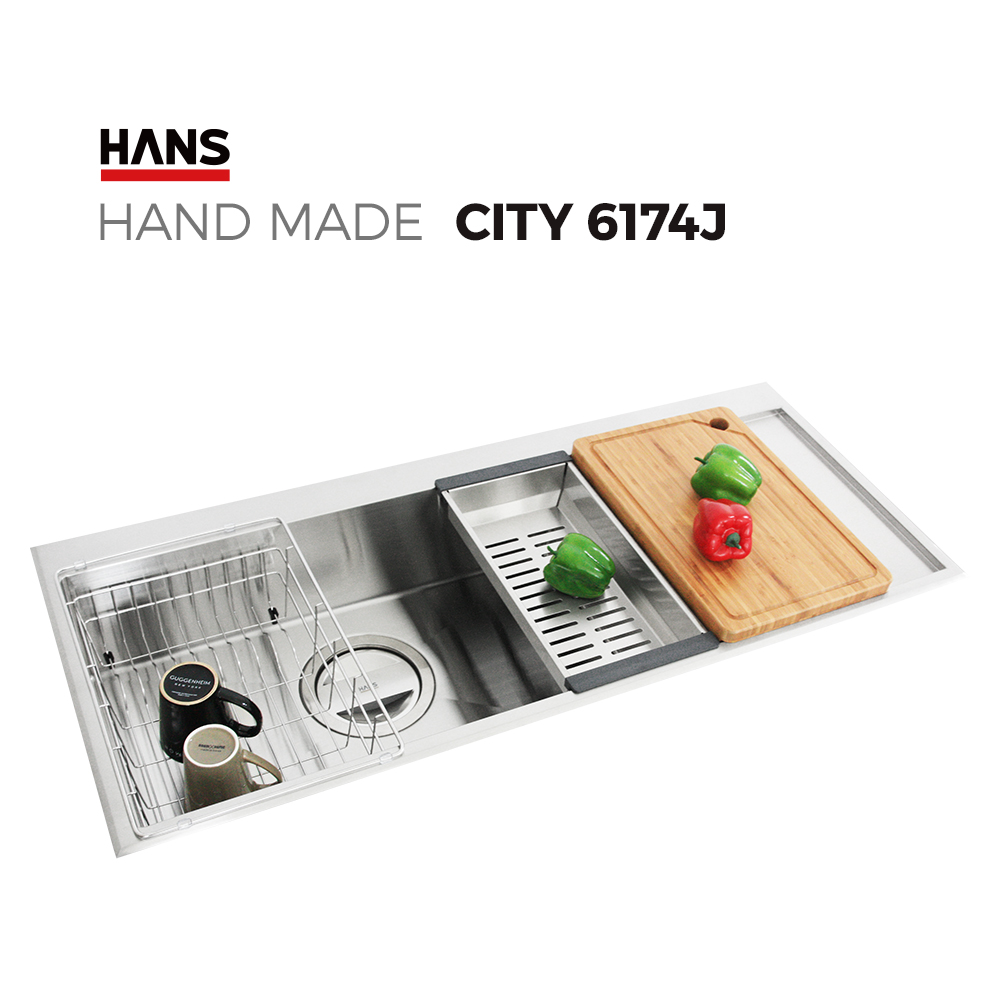 원앙싱크 한스 핸드메이드 싱크볼 CITY 6174J 사각볼