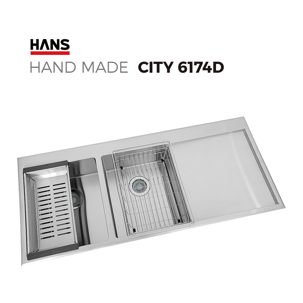 원앙싱크 한스 핸드메이드 싱크볼 CITY 6174D 사각볼