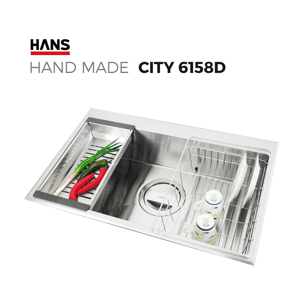 원앙싱크 한스 핸드메이드 싱크볼 CITY 6158D 사각볼